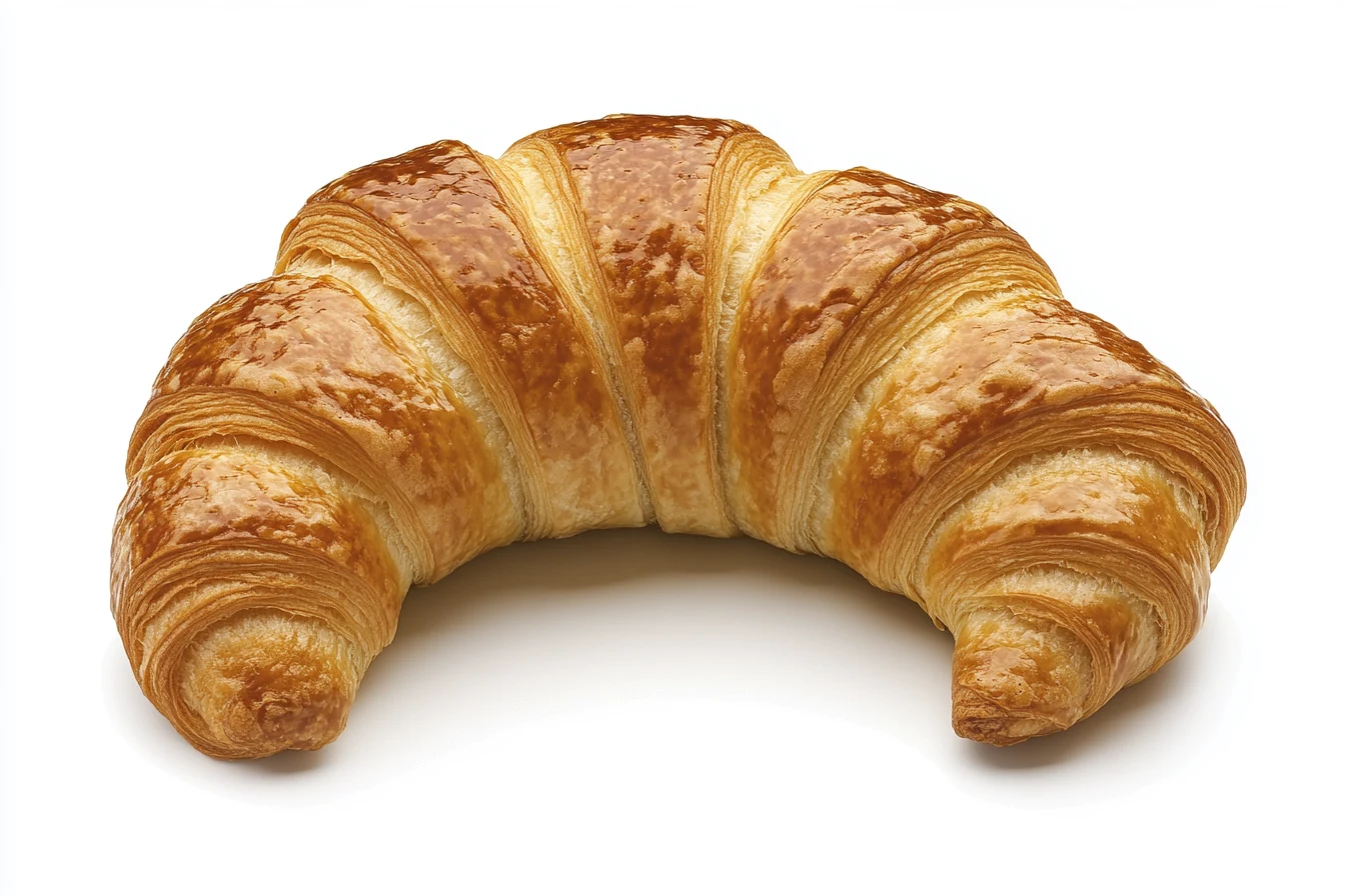 Golden, flaky croissant with crisp layers