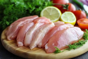Dyed smoked haddock fillets with a golden-yellow color served on a dark plate