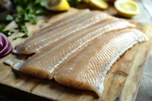smoked haddock recipes 3 "Golden smoked haddock fillet with fresh herbs and vegetables on a white plate."