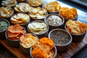 bagel chips 3 "An assortment of bagel chips in different flavors, including sea salt, garlic, everything seasoning, and cinnamon sugar."