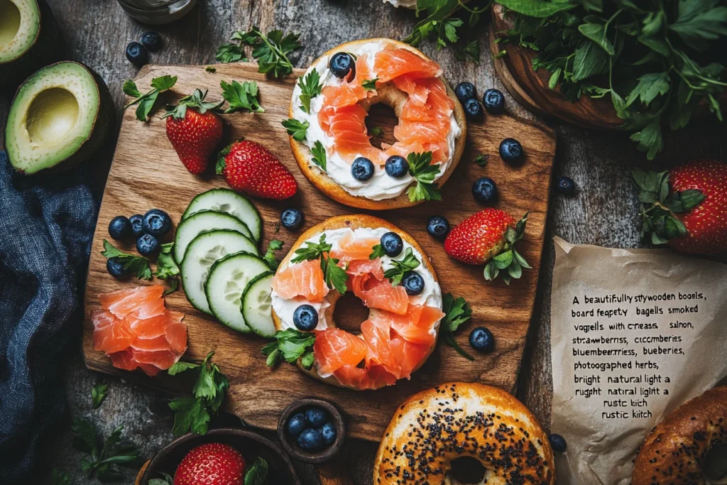 Bagel toppings with cream cheese