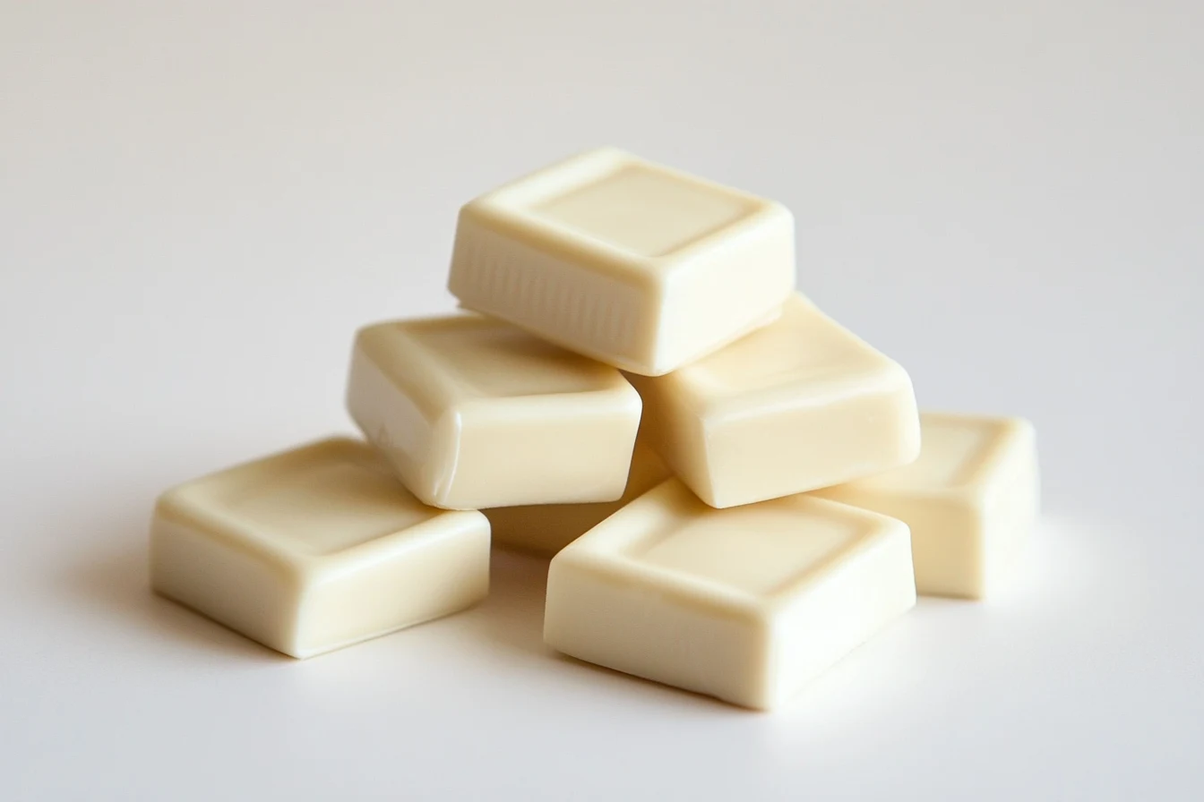 A stack of creamy white tofu squares with a smooth surface.