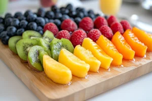 dreamsicle 3 Berry Dreamsicles and Tropical Mango Dreamsicles on a wooden platter.