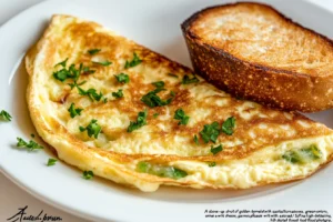 Green Tomato Recipes – A delicious omelet with sautéed green tomatoes, onions, and cheese