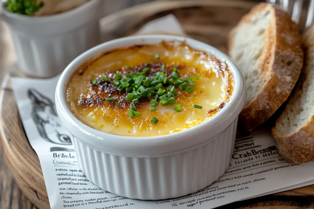 Crab Brûlée Recipe – A savory twist on classic crème brûlée with fresh crab meat, herbs, and a caramelized sugar crust.