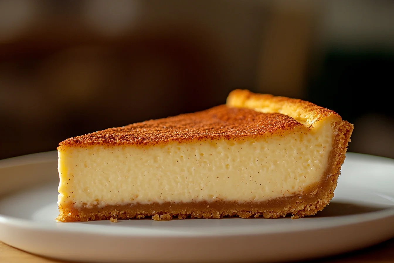 Churro Cheesecake with a crispy cinnamon-sugar crust and creamy cheesecake filling