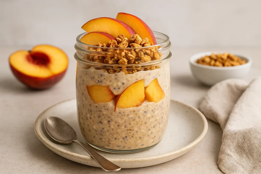 peach cobbler overnight oats