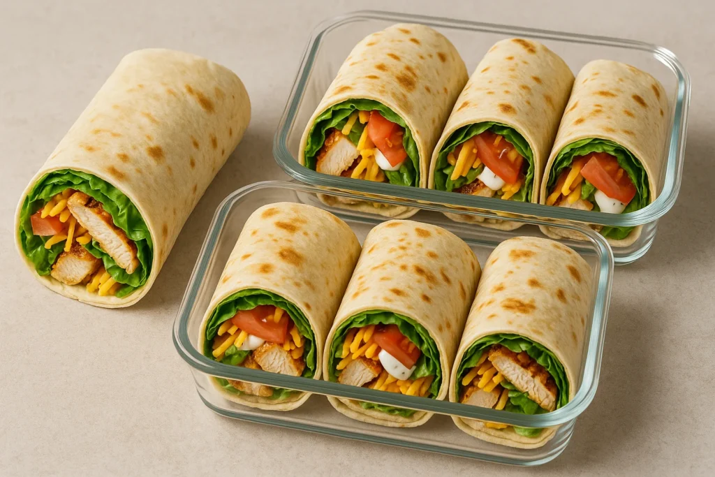 meal prep grilled chicken wraps