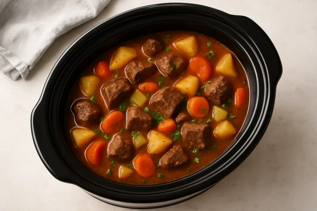 serving slow cooker beef stew