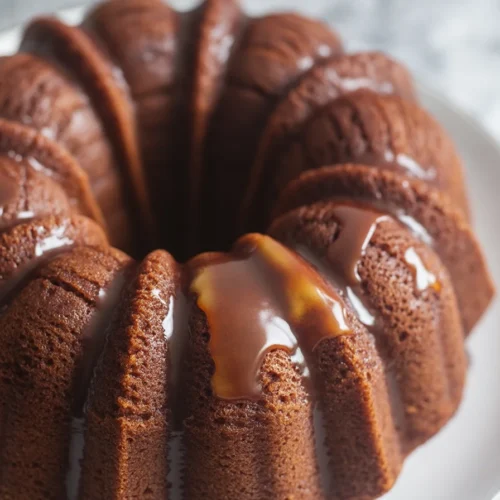 Moist and flavorful Apple Cider Bundt Cake topped with cinnamon sugar.