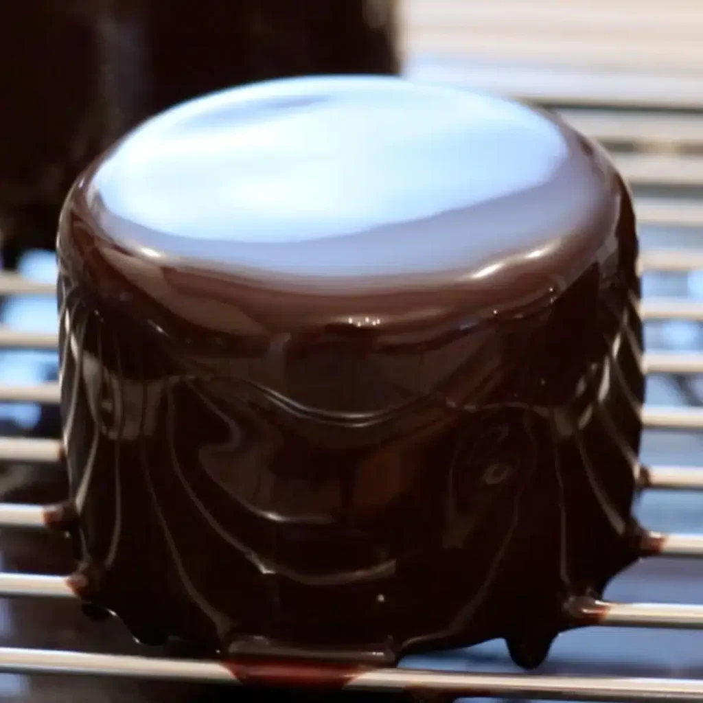 Glossy Chocolate Mirror Glaze Cake Decoration for an elegant dessert finish.