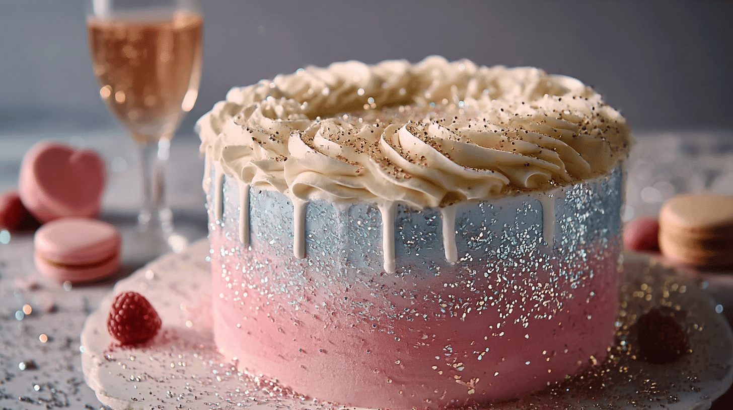 sparkly cake birthday pink and gold