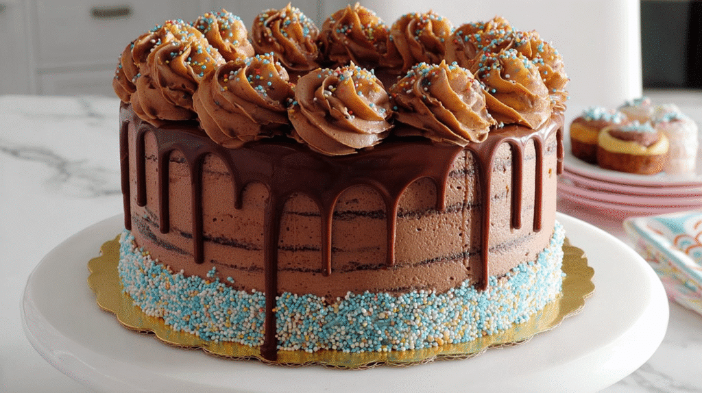 banana cake with chocolate frosting