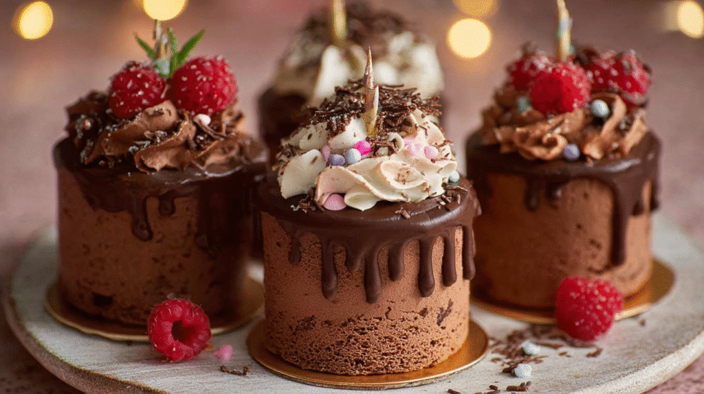 mini chocolate birthday cakes