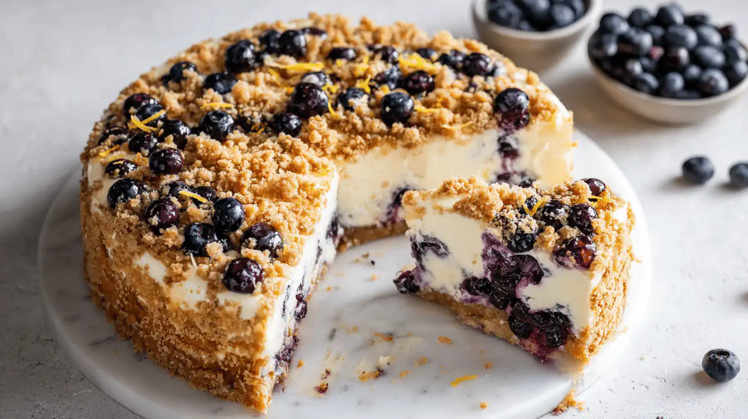 How to Make Blueberry Crumble Cheesecake