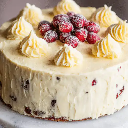 cranberry christmas cake with orange cream cheese icing