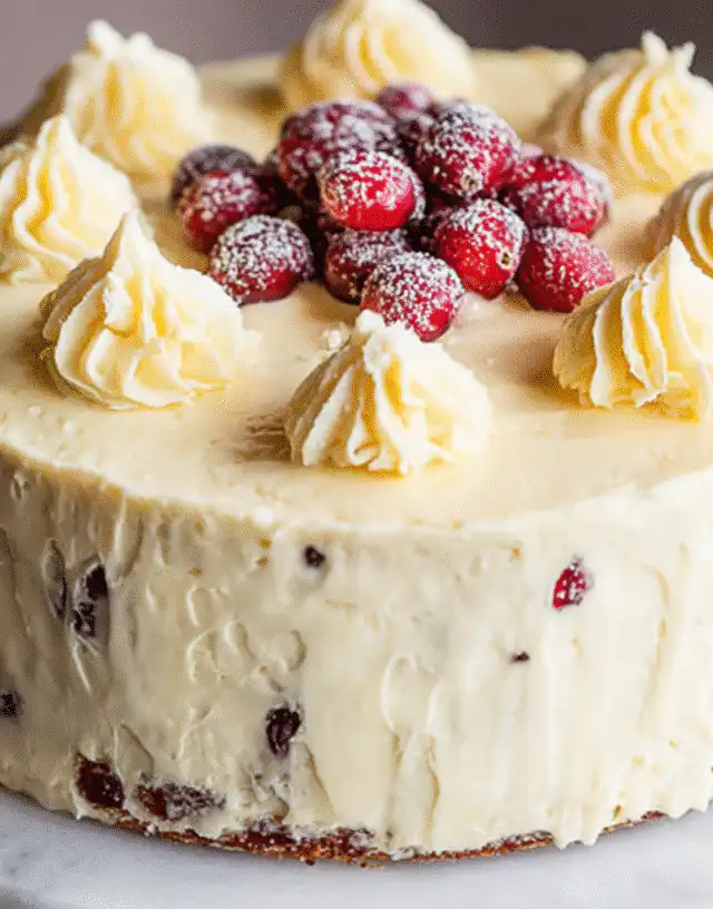 cranberry christmas cake with orange cream cheese icing