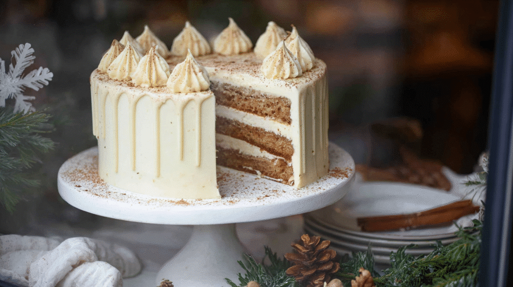 Christmas spice cake with eggnog buttercream