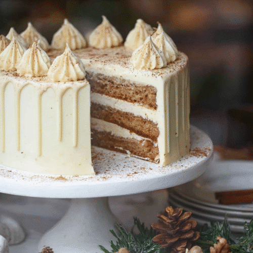 Christmas spice cake with eggnog buttercream