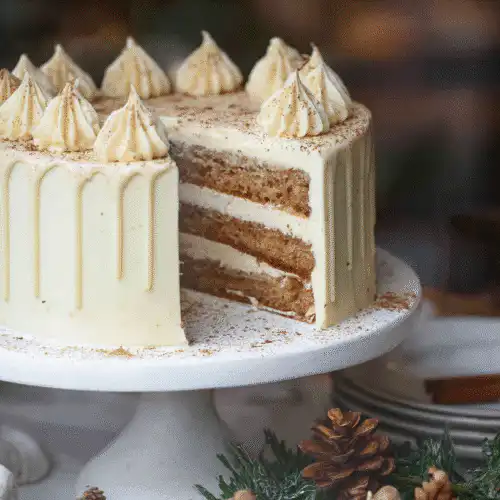 Christmas spice cake with eggnog buttercream