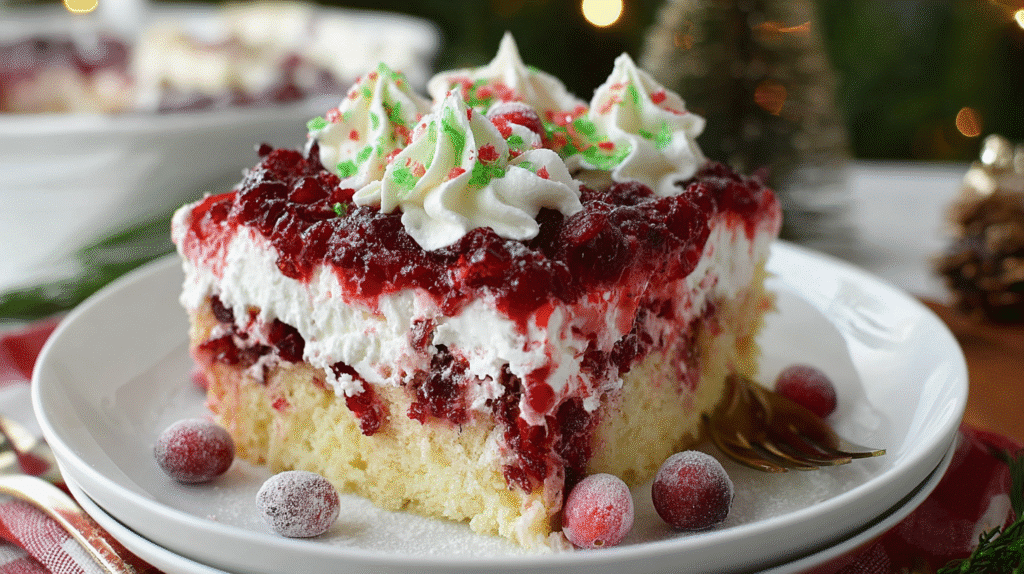 Christmas cranberry poke cake