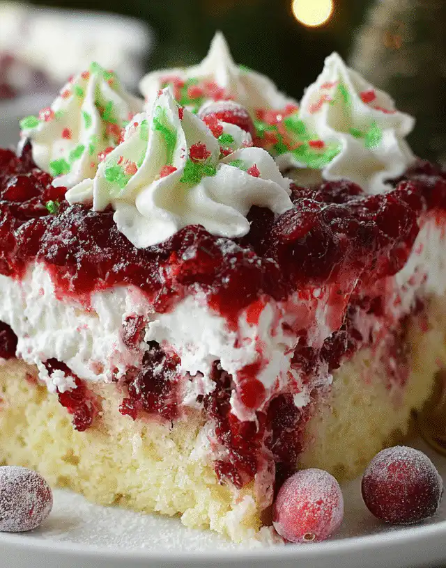 Christmas cranberry poke cake