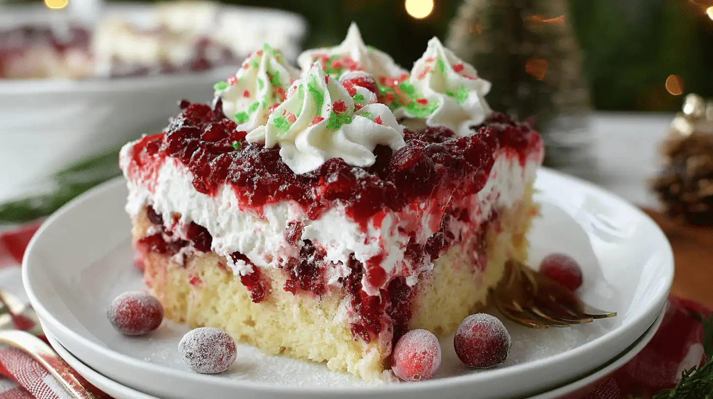Christmas cranberry poke cake