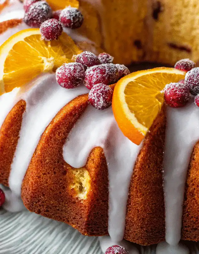cranberry bundt cake with orange juice