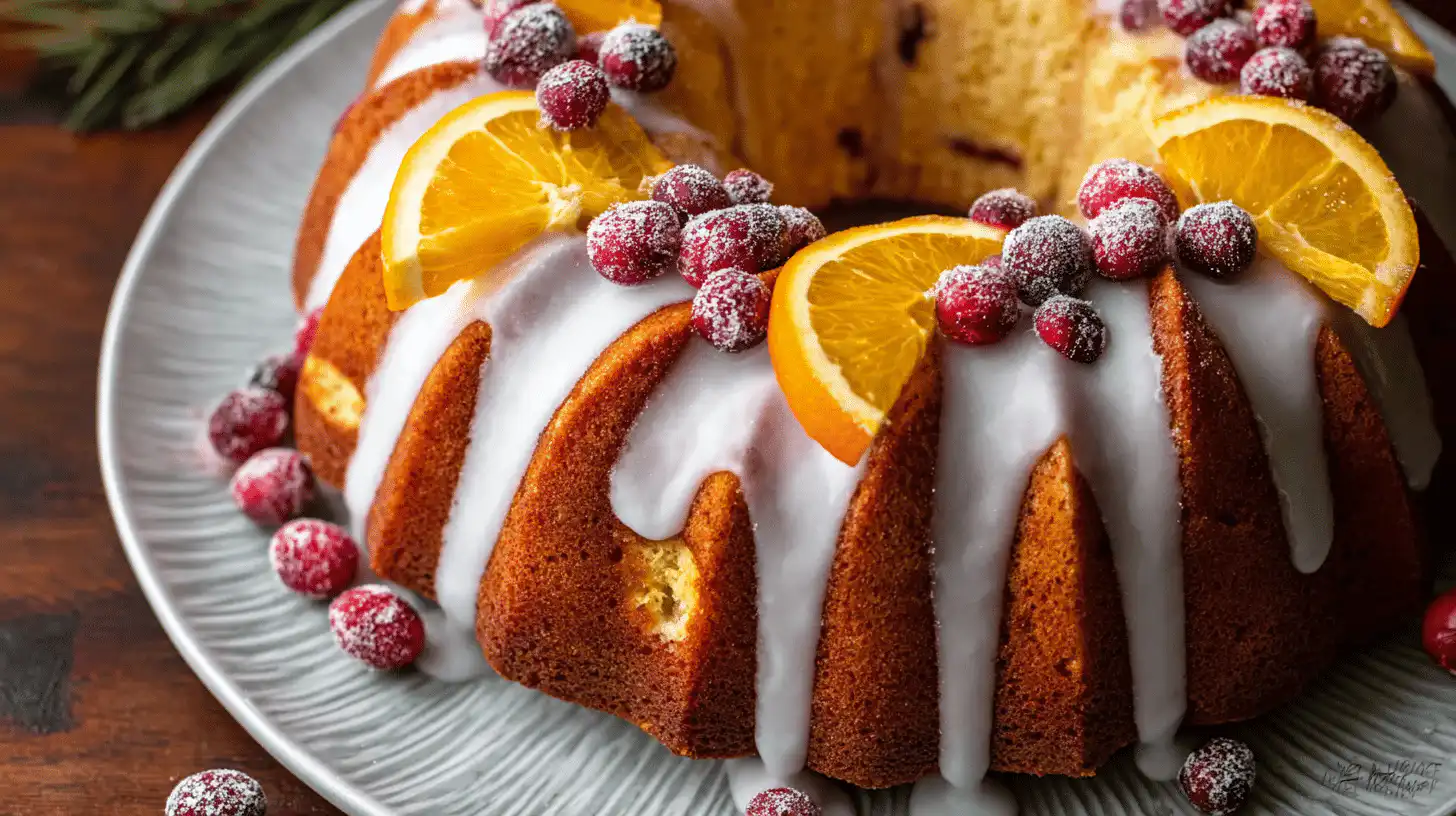 cranberry bundt cake with orange juice