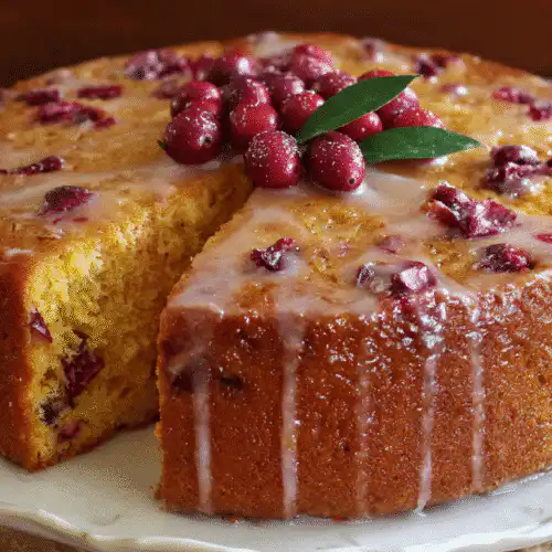 cranberry cake with orange glaze