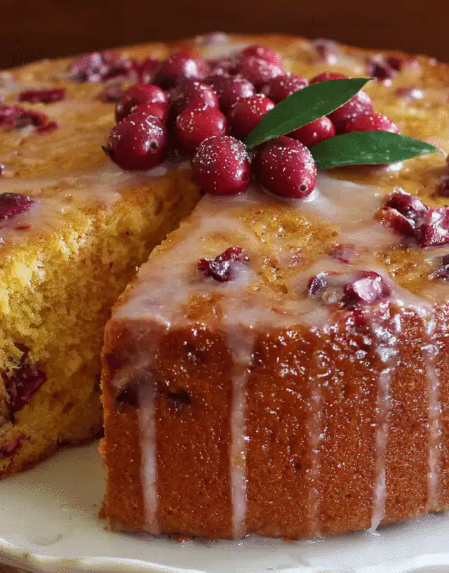 cranberry cake with orange glaze