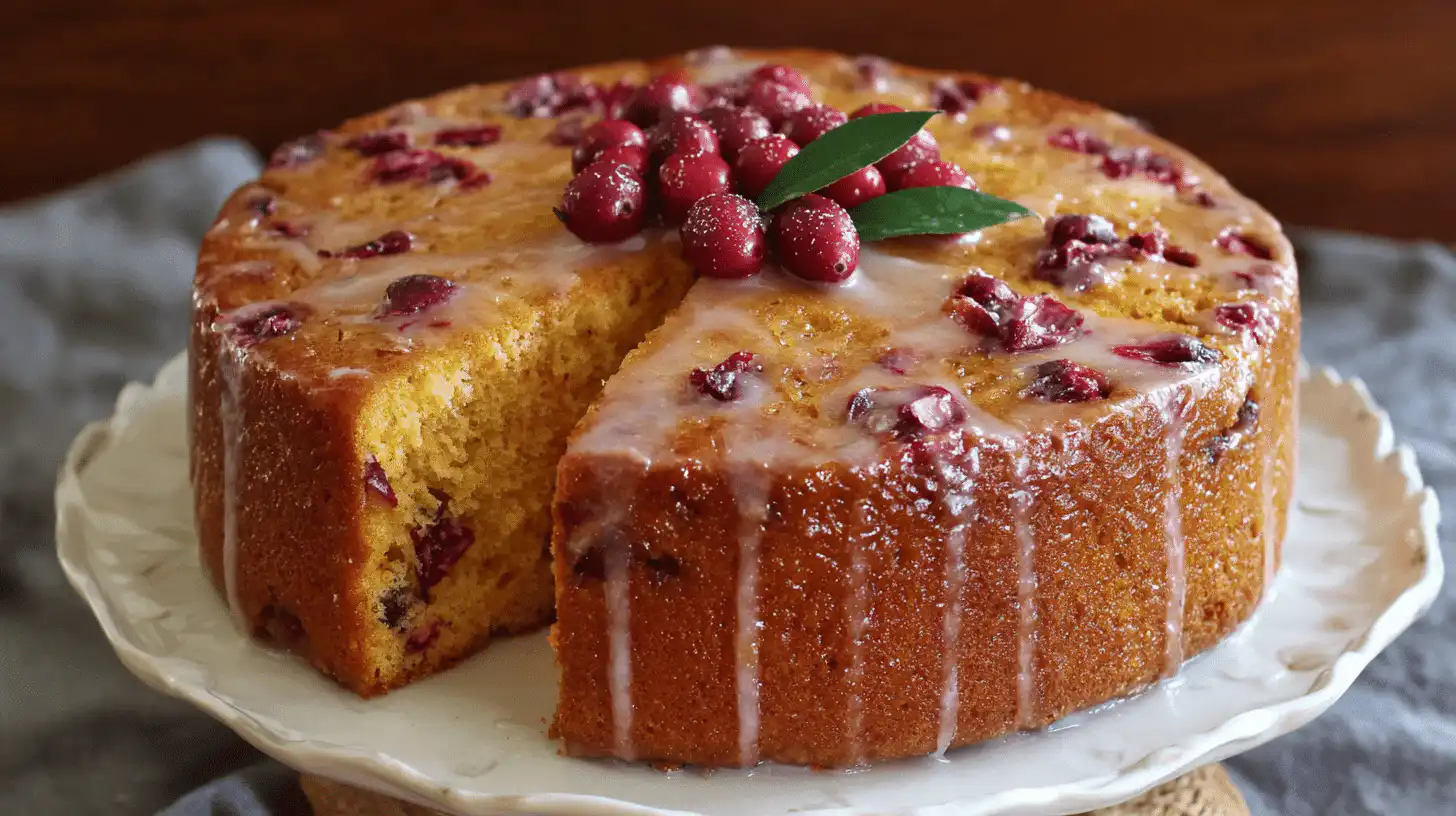 cranberry cake with orange glaze