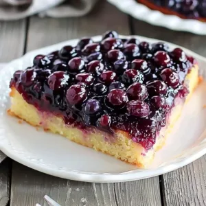 Delicious homemade blueberry upside down cake with fresh blueberries