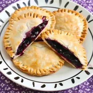 Blueberry Hand Pies 3 Freshly baked blueberry hand pies with flaky crust and berry filling