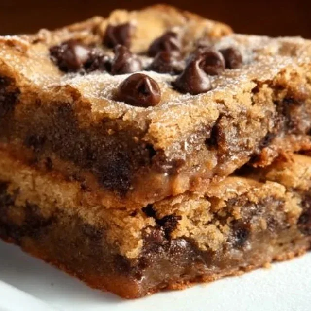 Delicious brown butter blondies on a wooden platter