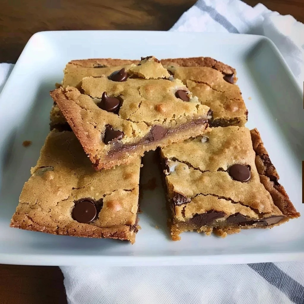 Delicious brown butter chocolate chip cookie bars fresh from the oven