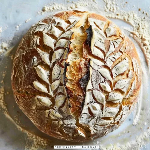 Beautifully scored sourdough bread showcasing creative designs