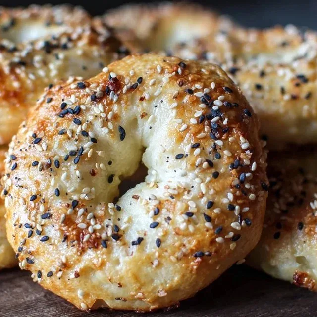 Homemade Greek Yogurt Bagels with no yeast on a wooden table