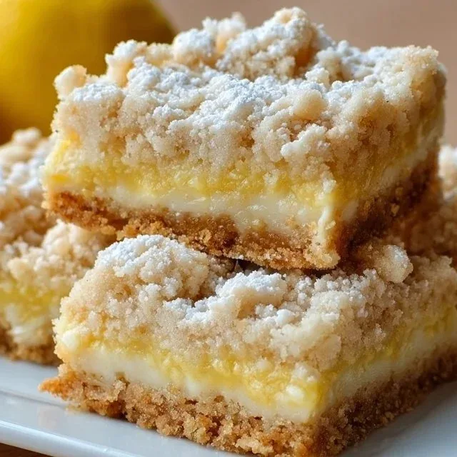 Homemade lemon crumb bars with a buttery crust and tangy lemon filling