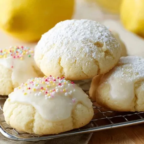 Freshly baked Italian lemon cookies on a plate