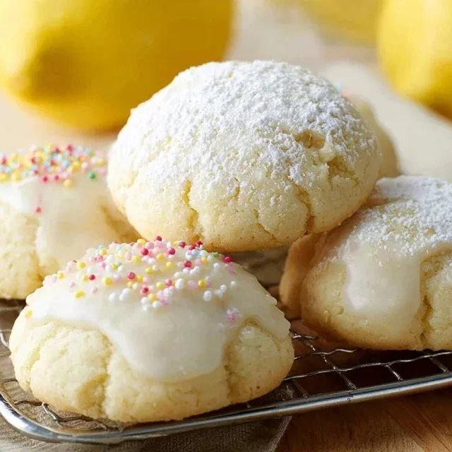 Freshly baked Italian lemon cookies on a plate