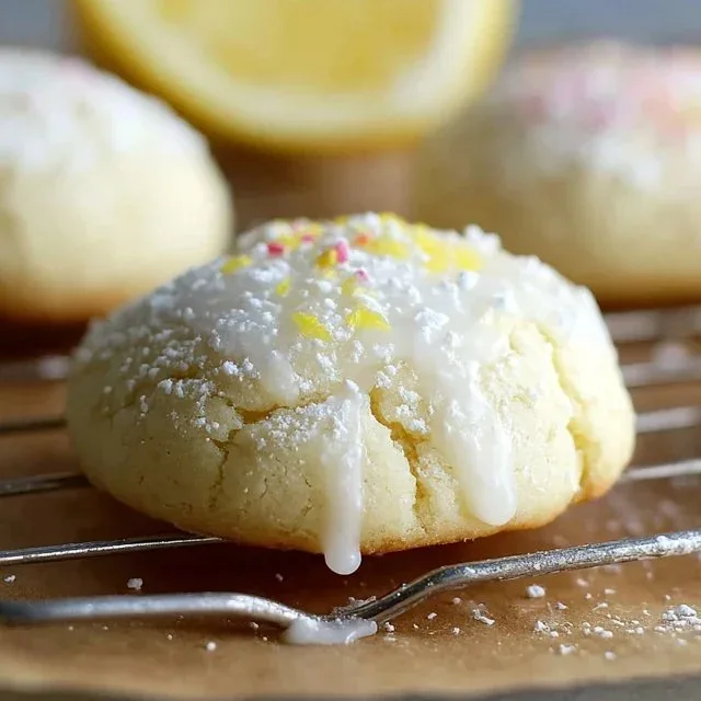 Plate of freshly baked Italian lemon cookies with a lemon zest garnish
