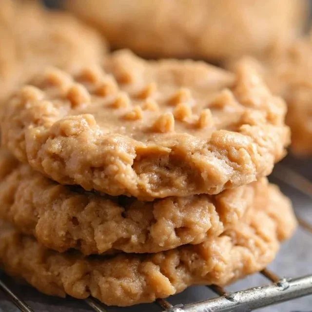 Delicious peanut butter no-bake cookies on a cooling rack