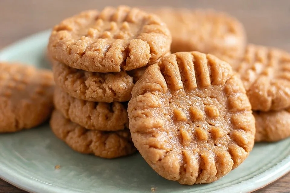 Delicious peanut butter no bake cookies on a plate, ready to enjoy.