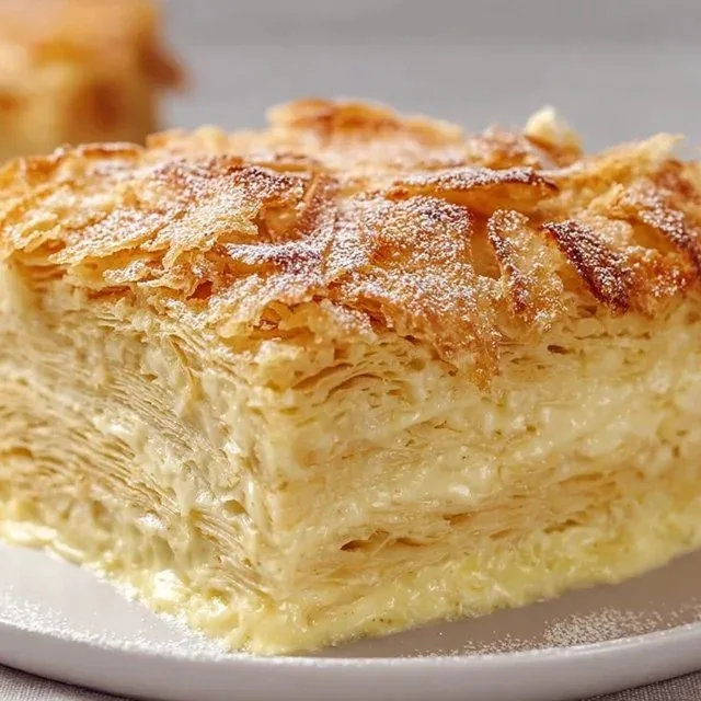 Delicious Puff Pastry Custard Cake fresh out of the oven