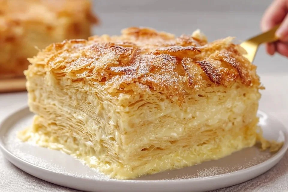 Delicious Puff Pastry Custard Cake fresh out of the oven