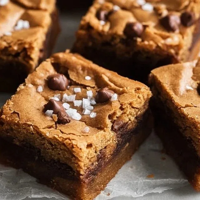 Delicious salty maple brown butter blondies on a rustic table