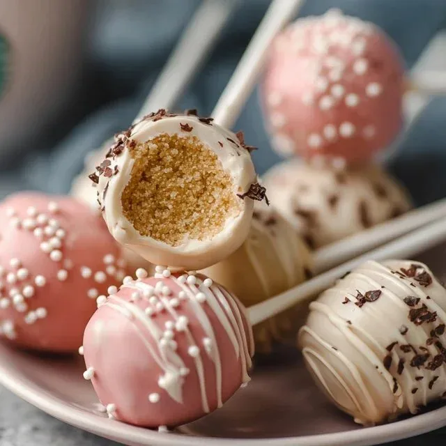 Homemade Starbucks cake pops on a decorative plate