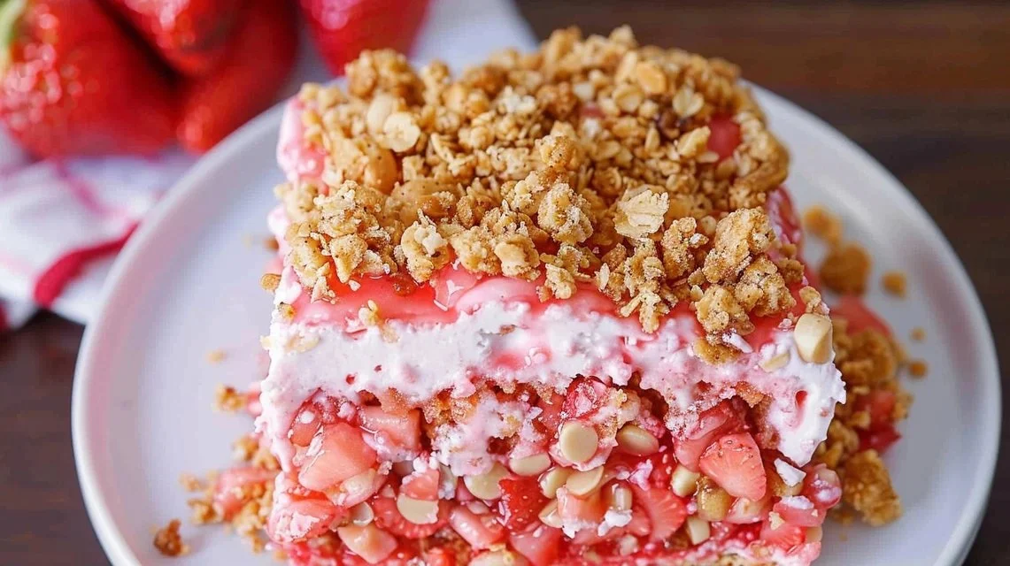 Strawberry Crunch Poke Cake 2 Strawberry Crunch Poke Cake