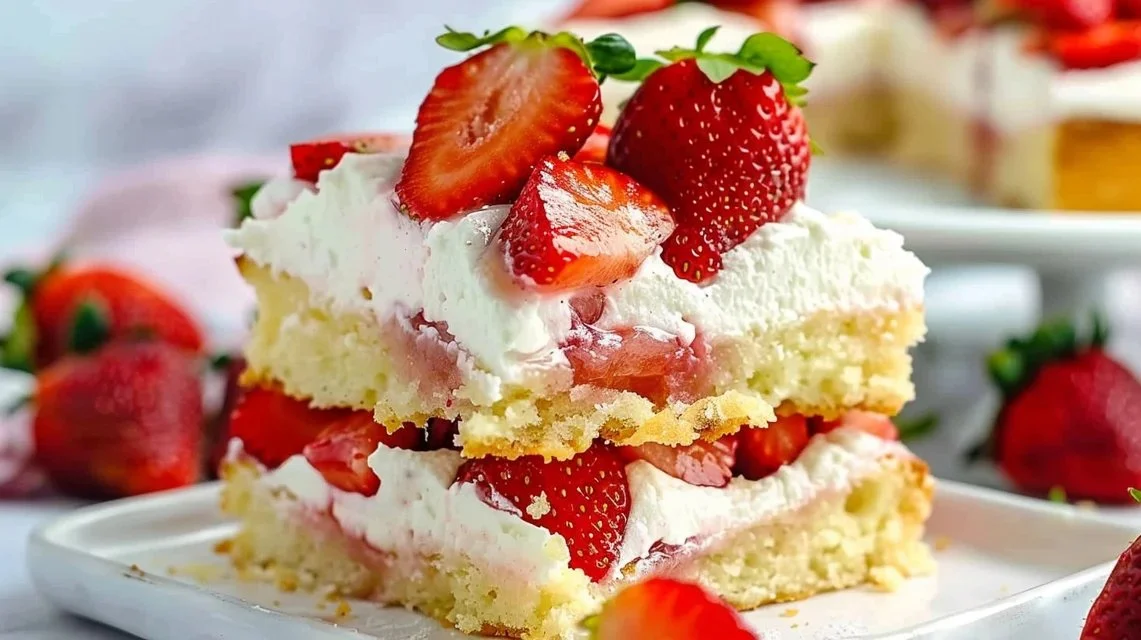 Easy Strawberry Shortcake Sheet Cake for a Crowd 2 Easy Strawberry Shortcake Sheet Cake for a Crowd